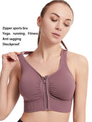 Women Zip Sports Bra Tank Plus Size Shockproof Gather Brassiere Female Yoga Running Fitness Bralette Women's Lingerie Underwear