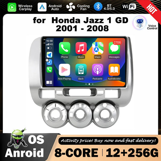 Sistema Inteligente Android para Honda Jazz 1 GD 2001 - 2008 reproductor Multimedia de vídeo para coche 9 pulgadas LHD navegación GPS Bluetooth DSP