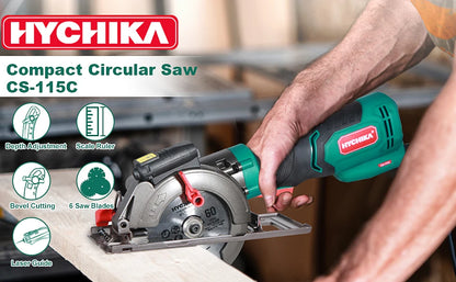 Sierra circular HYCHIKA de 750 W, herramienta eléctrica para bricolaje con guía láser, sierra eléctrica para cortar madera, sierra ingletadora, herramientas para carpintería en madera