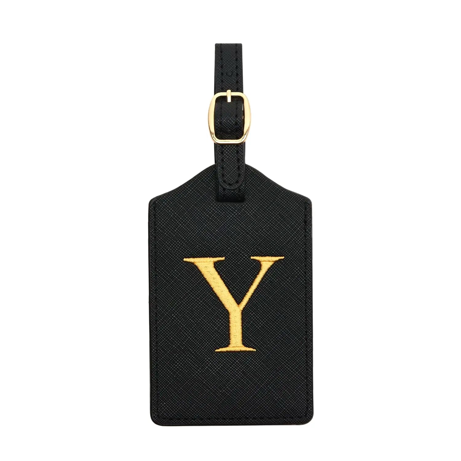 PU Leather Luggage Tag for Travel - Durable Suitcase ID Tag with Privacy Cover & Name Card Slot (A-Z) liu