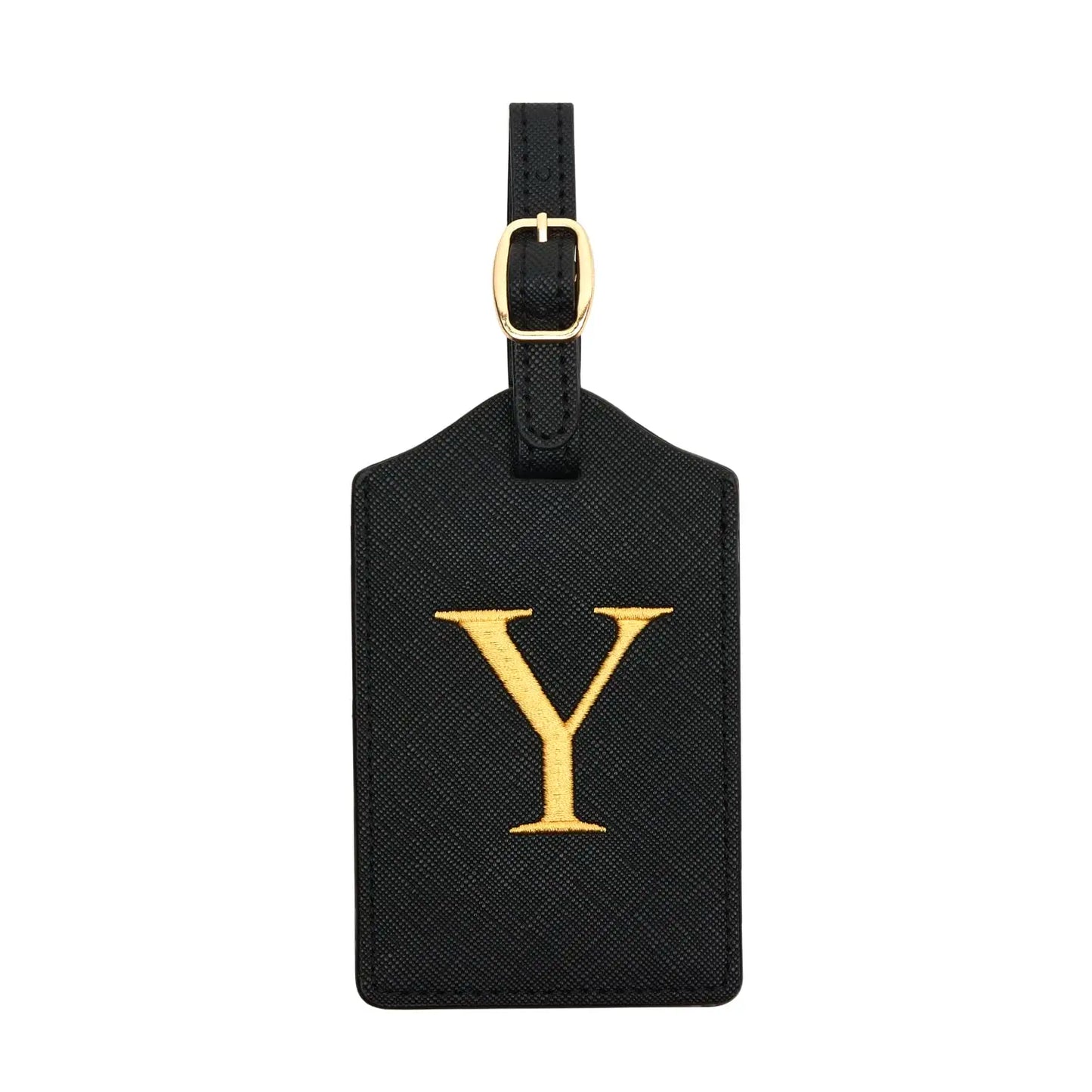 PU Leather Luggage Tag for Travel - Durable Suitcase ID Tag with Privacy Cover & Name Card Slot (A-Z) liu