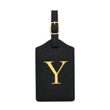 PU Leather Luggage Tag for Travel - Durable Suitcase ID Tag with Privacy Cover & Name Card Slot (A-Z) liu