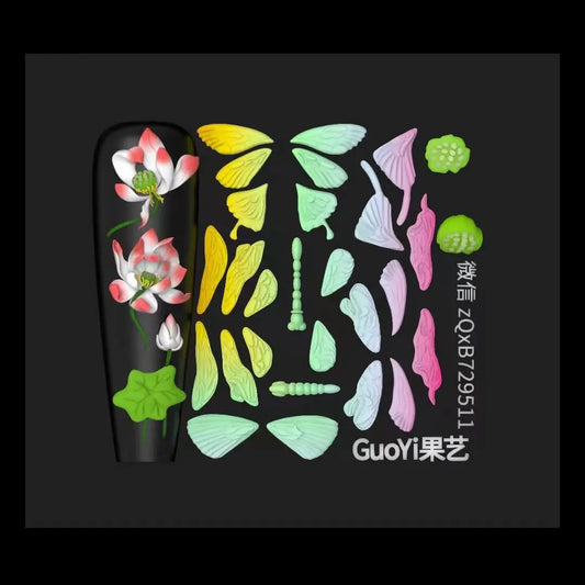 1pc Bowknot Candles Jellyfish Shell Rose Leaf  3D Acrylic Mold Nail Art Decoration Nails DIY Design Silicone  Nails Mold