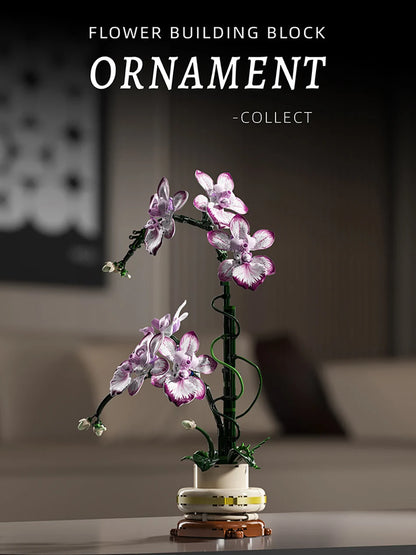 Creative Orchid Cymbidium Eternal Flowers Potted Plant Building Blocks Simulation Phalaenopsis DIY Bricks Toys Valentine's Gift
