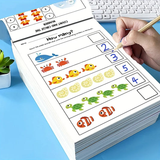 Caderno de Exercícios Interativo de Matemática – Contagem, Adição e Subtração até 10 e Atividades de Relações Numéricas – Material de Aprendizagem Visual; ideal para pré-escola, 1º ano, ensino domiciliar e sal