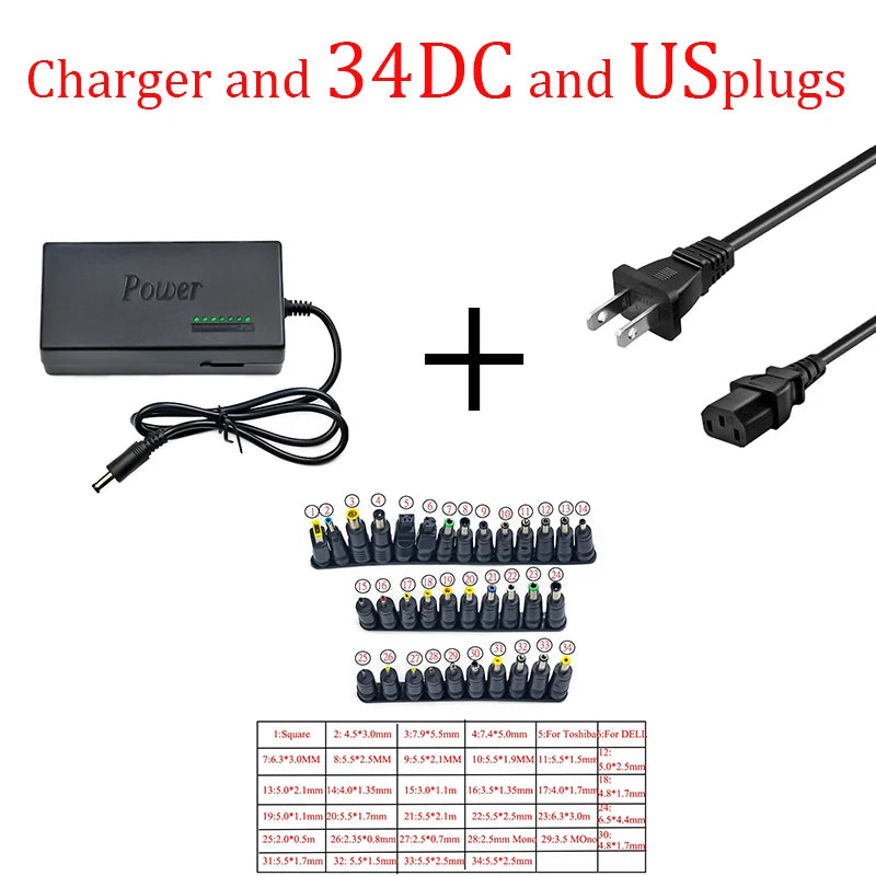 96W Universal PortableAC Laptop Power Adapter 12V 15V 16V 18V 19V 4.5A 20V 24V Charger For Dell Toshiba Hp Asus Acer Sony Lenovo