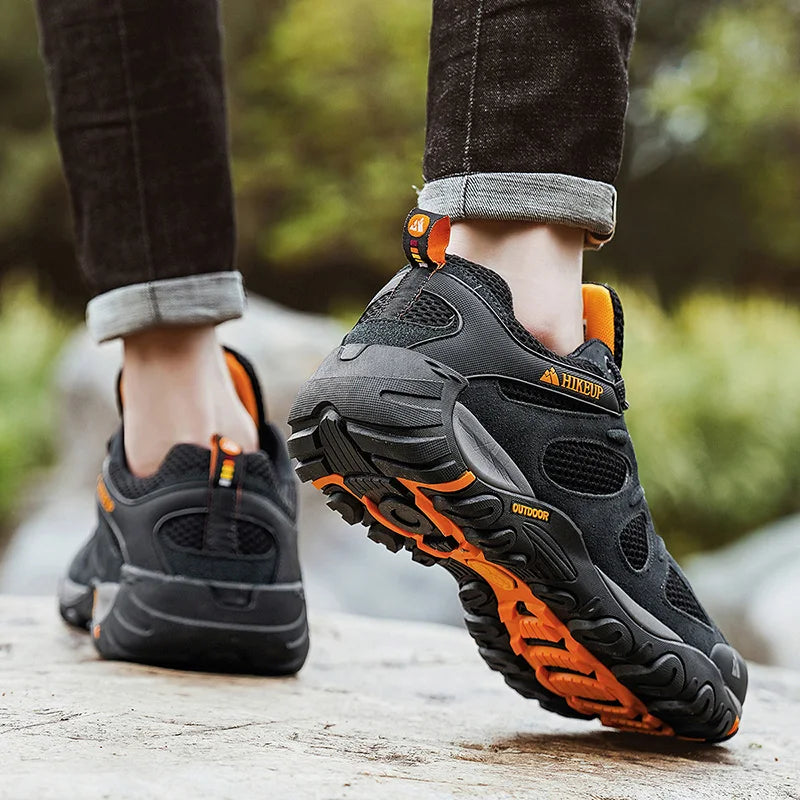 HIKEUP Men Shoes Breathable Splashproof Outdoor Hiking Shoes Mountain Climbing Sport Men Hunting Trekking Sneaker
