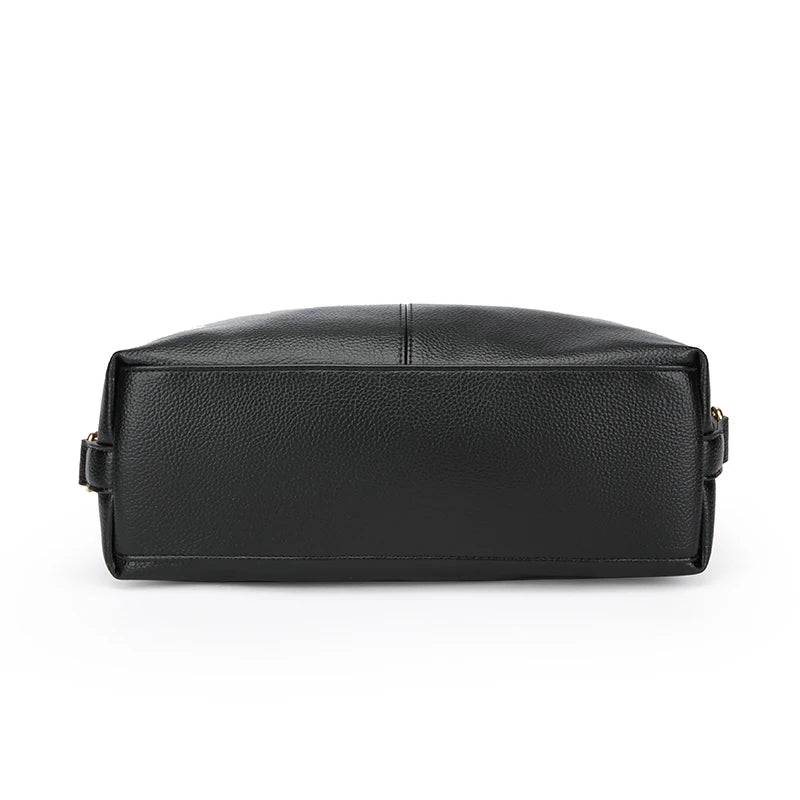 Genuine Brand Soft Leather Shoulder Bag For Women Casual Tote Bag Female Solid Color Purse Simple Design Handbag Commuting Sac