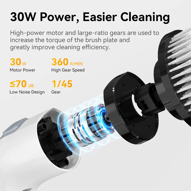 Cepillo de limpieza eléctrico inalámbrico, limpiador giratorio de ducha de mano, multifuncional, con 7 cabezales para baño y cocina. 