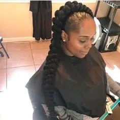 Rabo de cabelo com trança 75cm textura afro kinky straight