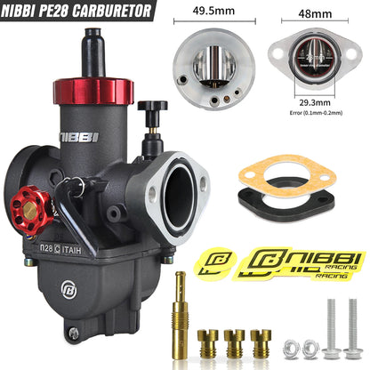 NIBBI PE19mm/PE22mm/PE24mm/PE26mm/PE28mm Flange Carburetor for Motorcycle 2T 4T GY6 Engine 100cc-250ccATV Yamaha Racing Pitbike