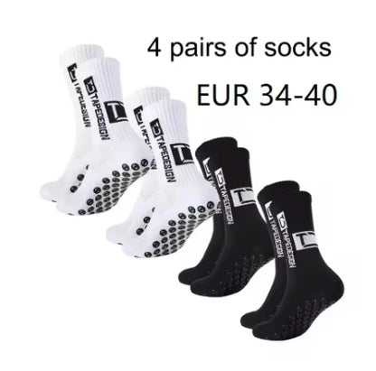 4 pairs of new TC mid tube glued football socks for sports training and competition, non slip and breathable socks
