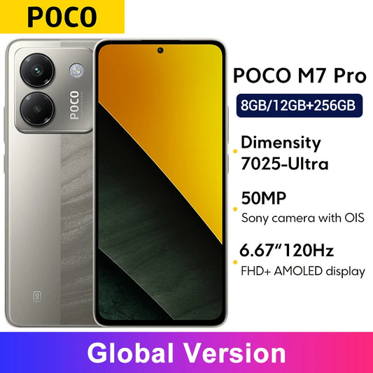 Global Version POCO M7 Pro 50MP Camera MTK Dimensity 7025-Ultra 120Hz FHD+ Eye-care AMOLED Display NFC 5110mAh Battery