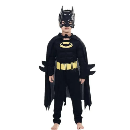 Kids Boys Muscle Costumes with Mask Cloak Movie Character Superhero Cosplay Halloween Party Role Play