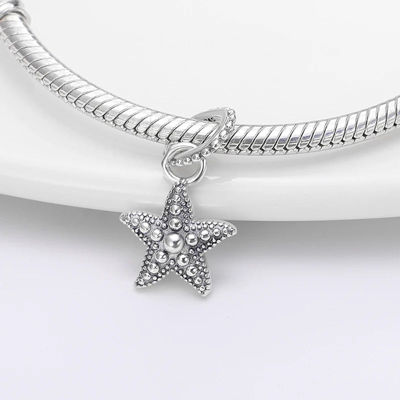 Ocean Series - Original Genuine 925 Sterling Silver Turtle Crab Mermaid Charm Beads Suitable for 3mm Bracelet DIY Making Pendant