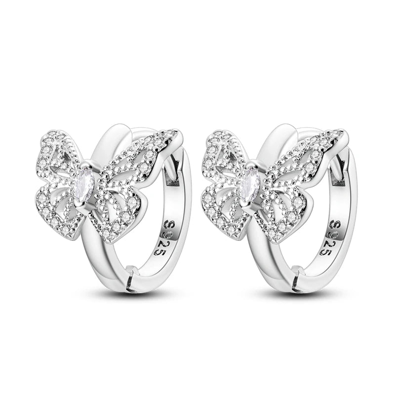 Real 925 Sterling Silver Colorful Dragonfly Butterfly Animal Earrings For Women Exquisite Birthday Anniversary Jewelry Gifts