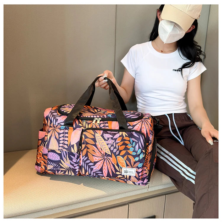 Oxford Leaves Large Capacity Travel Tote 2026 New High Quality Durable Bags Portable Daily Commute Versatile Travel Bags