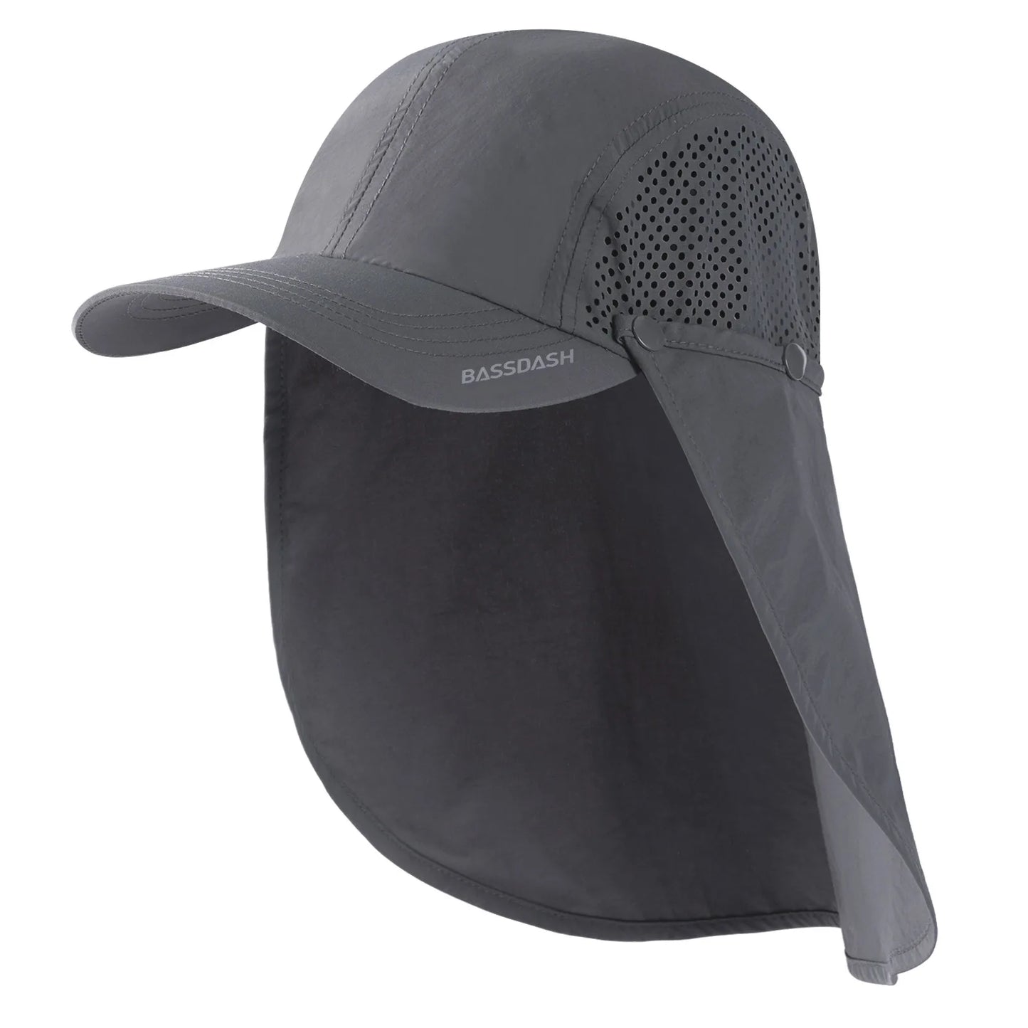 BASSDASH UPF 50+ Foldable Fishing Hat Baseball Cap with Removable Neck Flap Portable for Men Women Golf Hiking