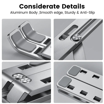 Adjustable Aluminum Alloy Laptop Holder Notebook Stand Lifting Cooling Bracket For Macbook Lenovo Portable Computer Accessories