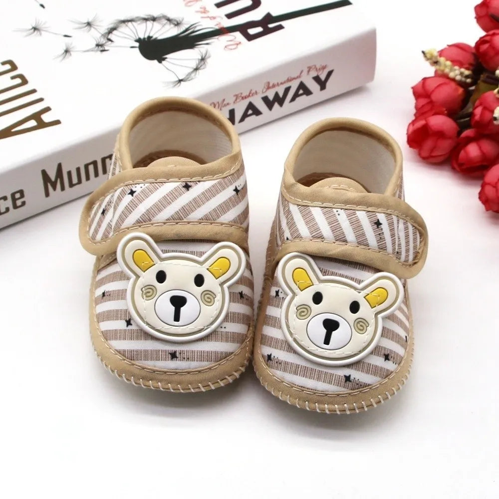 Cute Soft Sole Shoes Anti-slip Breathable First Walker Shoes Cartoon Bear Booties Newborn