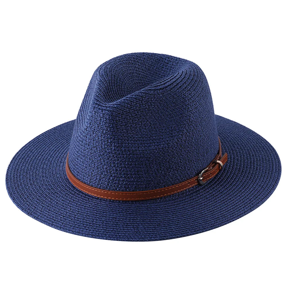56-58-59-60CM New Natural Panama Soft Shaped Straw Hat Summer Women's/Men's Wide Brim Beach Sun Cap UV Protection Fedora Hat