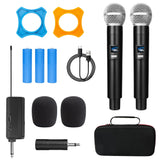 Micrófono dinámico de mano dual inalámbrico UHF para karaoke con receptor recargable para bodas, fiestas, discursos, iglesias y clubes.