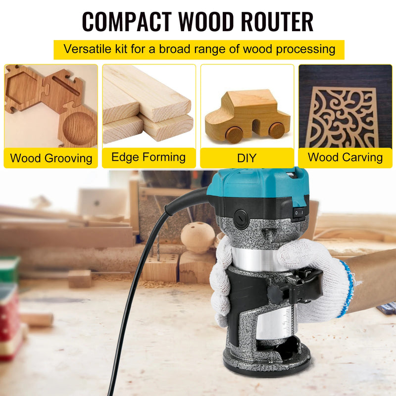 VEVOR Wood Router Machine Electric Trimmer 710W 33000RPM Power Carpentry Tool for Woodworking Trimming Grooving Carving Milling