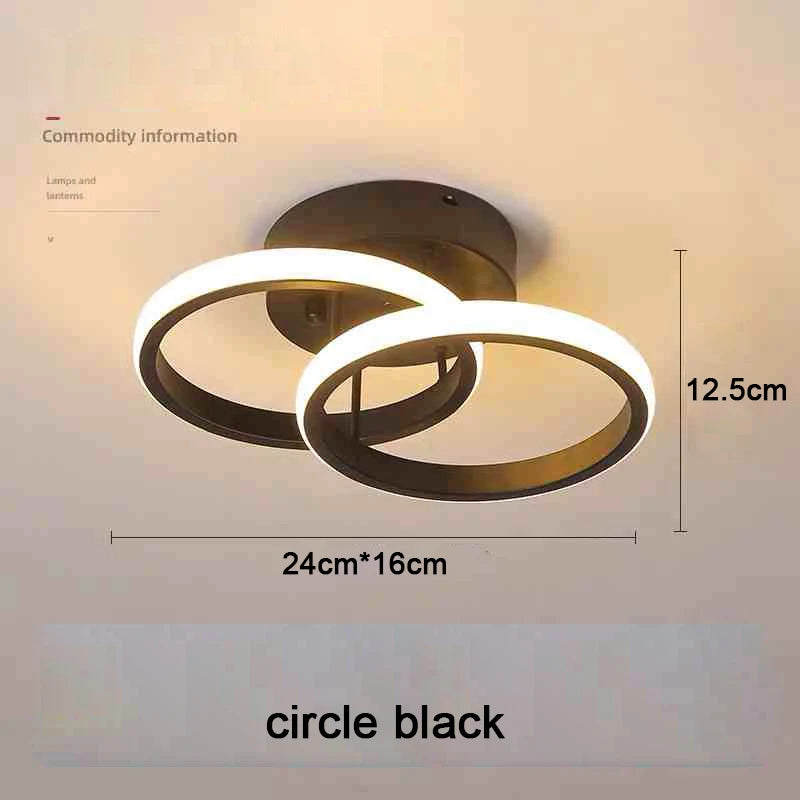 Modern LED Ceiling Light 2 Rings Creative Design Ceiling Lamp Indoor Lighting Fixtures Hallway Balcony Aisle Office Light