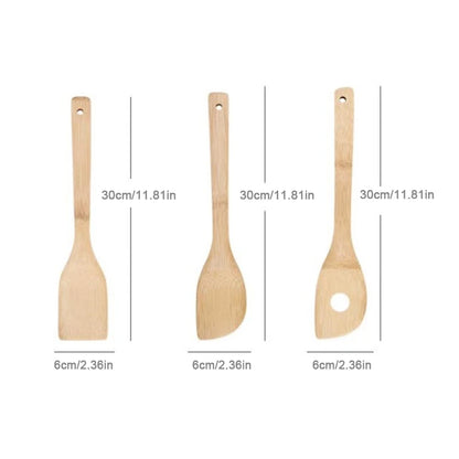 Espátula antiadherente para sartén de bambú natural, cuchara, utensilios de cocina, pala para wok, accesorios de cocina
