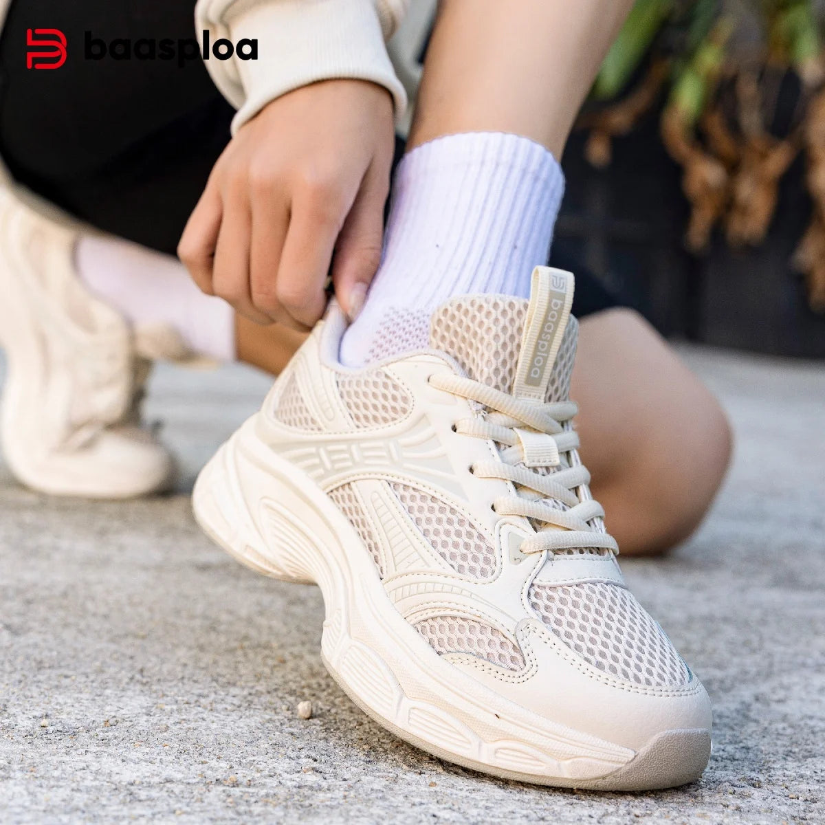 Baasploa Women Running Shoes 35-42 Fashion Lightweight Mesh Breathable Sport Shoes Comfort Soft Female Outdoor Casual Sneakers