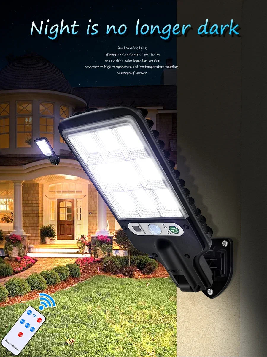 1-6PCS Motion Sensor Solar Outdoor Lights Waterproof 117COB LED Security Wall Lights Street Lamps with 3 Mode Patio Garage Yard