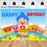 Plim Cartoon Theme Decoration for Kids, 1st Birthday Party Supplies, Baby Shower, Rainbow Circus Background, Photography Props 