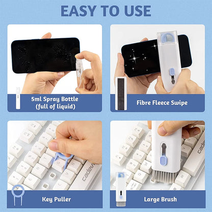 Kits de Limpeza 7-em 1 para Teclado e Fones de Ouvido, Limpador de Caneta, Laptop, Limpeza de Tela, Fones de Ouvido Bluetooth