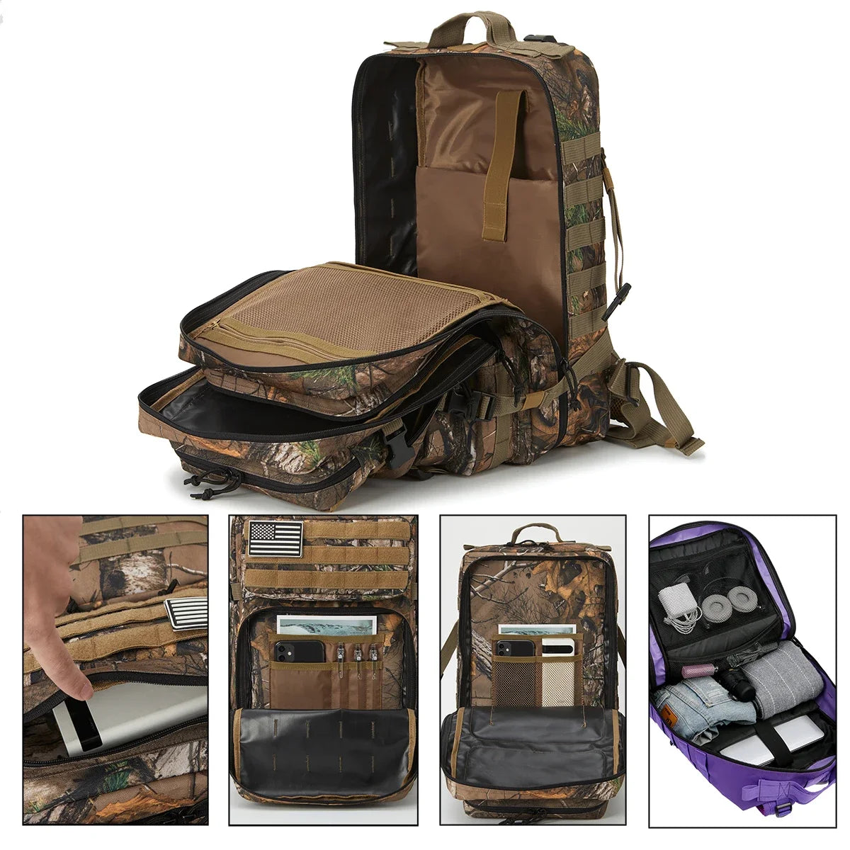 QT&amp;QY Tactical Backpacks Outdoor 45L Large Capacity Man 3 Days Molle Hking Bags For Outdoor Trekking Camping Backpack