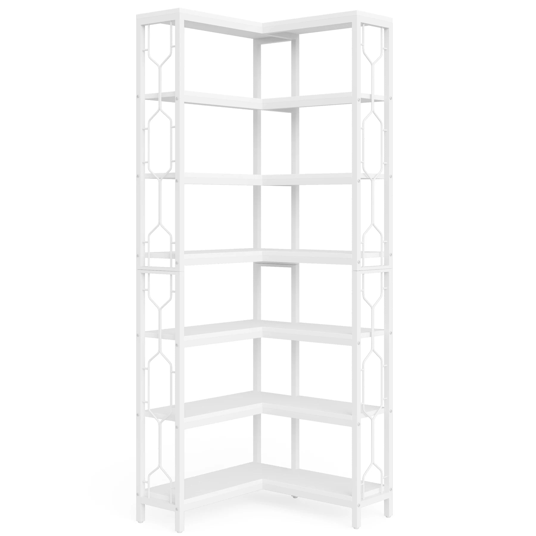 Tribesigns 7-Shelf Corner Bookshelf,Large Modern Corner Bookcase, 7-Tier Tall Corner Shelf Storage Display Rack with Metal Frame