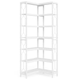 Tribesigns 7-Shelf Corner Bookshelf,Large Modern Corner Bookcase, 7-Tier Tall Corner Shelf Storage Display Rack with Metal Frame