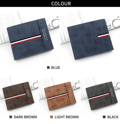 2023 New Short Men Wallets Slim Card Holder Male Purses Luxury PU Leather Coin Pocket High Quality Small Men's Wallet