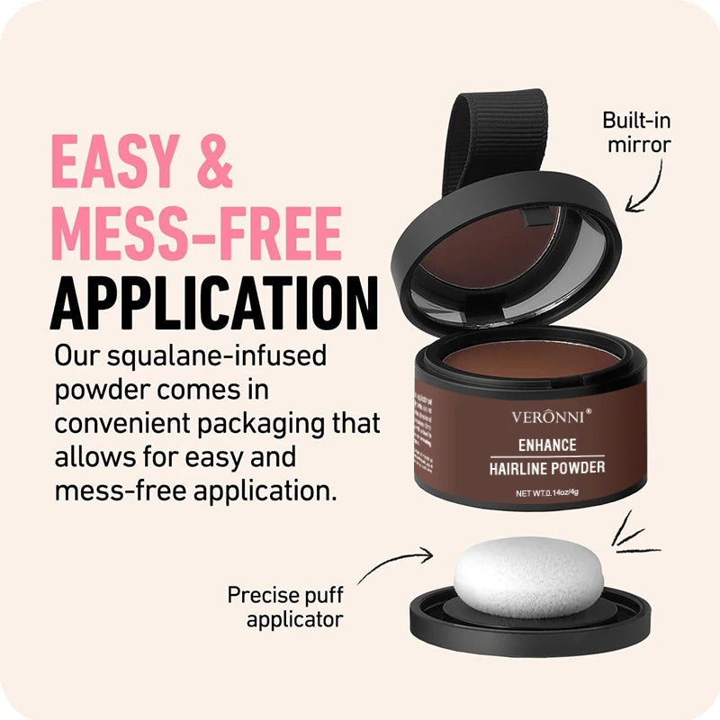 Polvo corrector de línea de cabello esponjoso, fibras temporales para cabello negro, raíces, cobertura de canas, polvo de sombra de línea de cabello al instante 