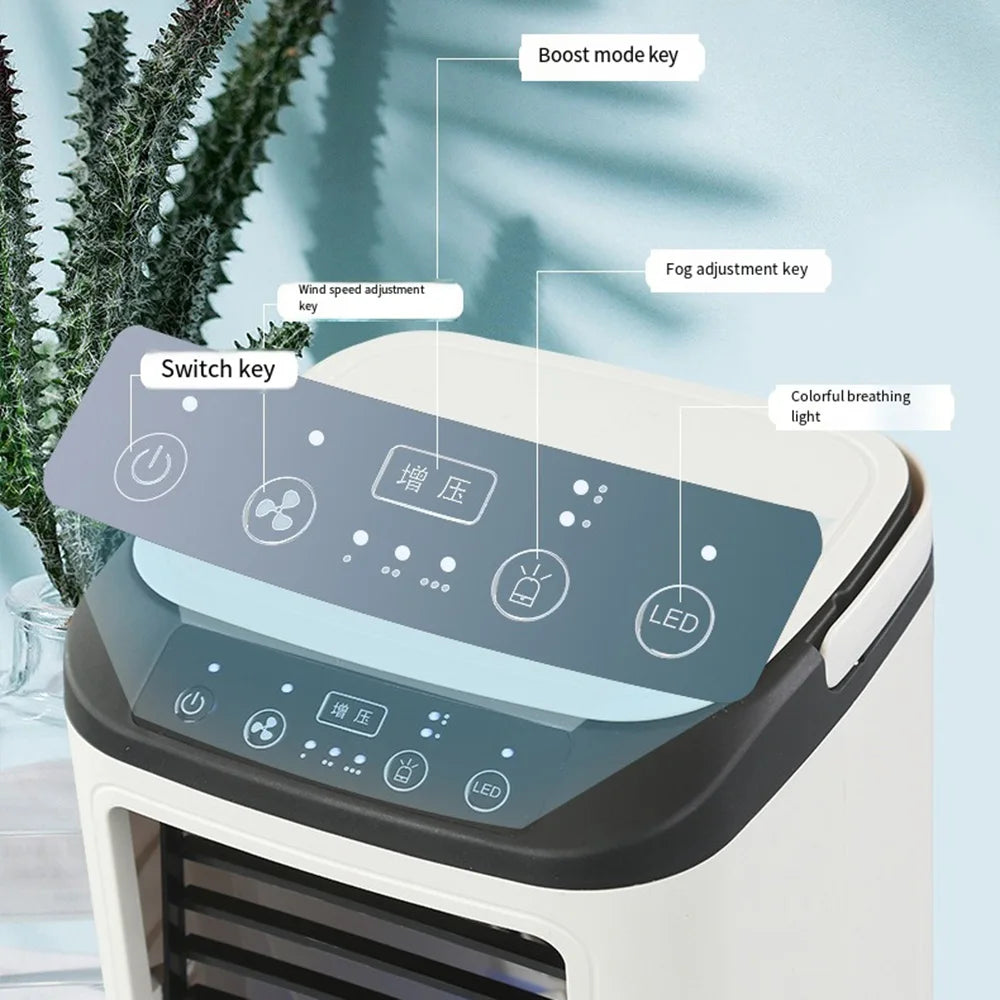 USB Portable Air Conditioner Fan Mini 3 Gears Home Desktop Cooling Fan LED Night Lamp Air Cooler for Room Office Camping 선풍기