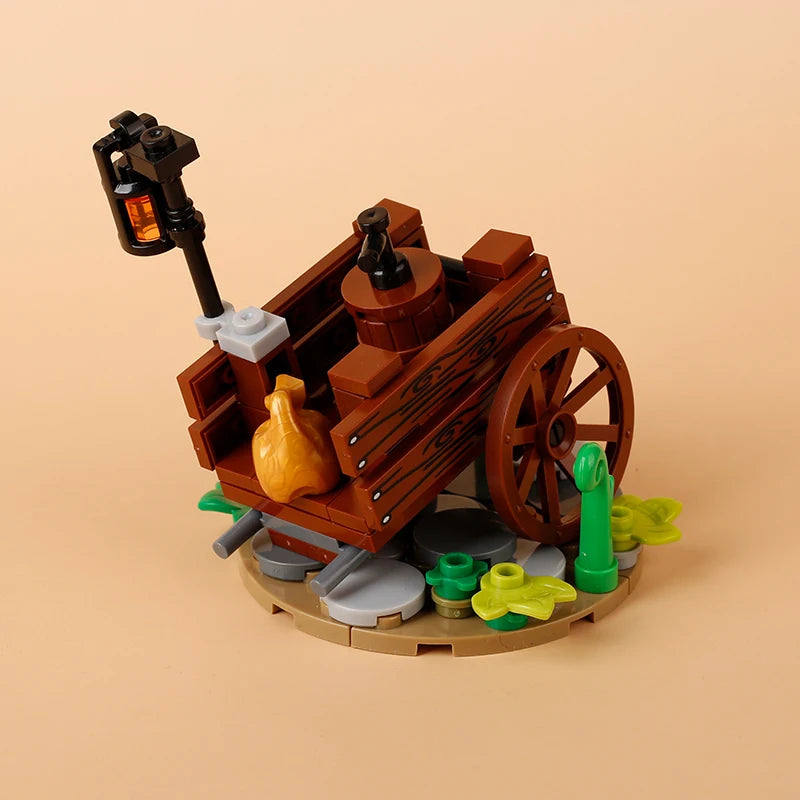 MOC Notice Board Building Blocks Bee Farm Fountain Bonfire Stove Medieval Town Street View Water Wall Bridge Road Sign Brick Toy