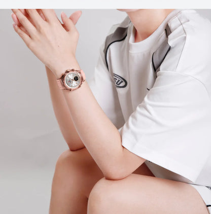 Relojes NAVIFORCE para mujer, nuevo diseño, esfera pequeña, deportivos, para mujer, resistente al agua hasta 5 ATM, reloj de pulsera de cuarzo con pantalla LCD digital, reloj para mujer