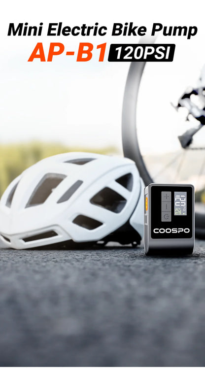 COOSPO Mini Electric Air Pump Portable Digital Inflator 120PSI 500mAh MTB Road Bike Accessories for Bike Schrader Presta Tires