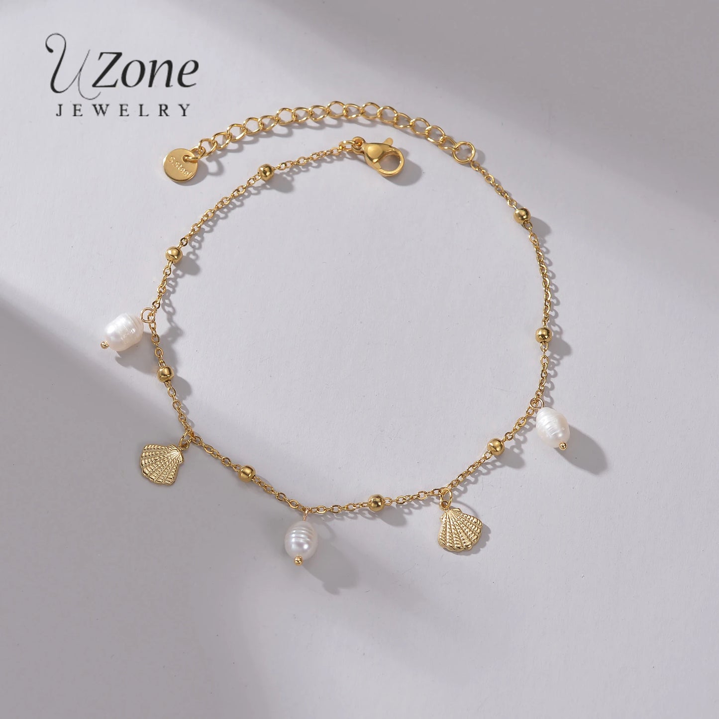 Uzone moda grânulo pingente tornozelo corrente pulseira na perna pé de aço inoxidável ajustável charme pés corrente para mulher jelwery presente