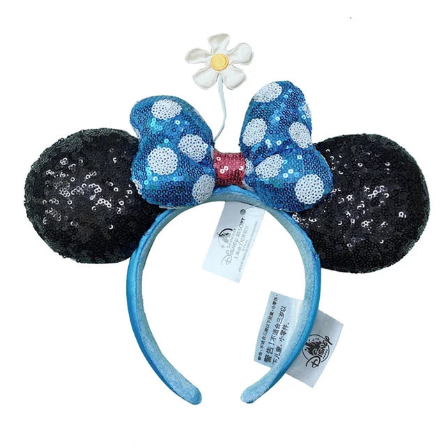 Diadema con orejas de Minnie y lazos grandes de Disney, ideal para disfraz de cosplay, de peluche, para adultos y niños. 
