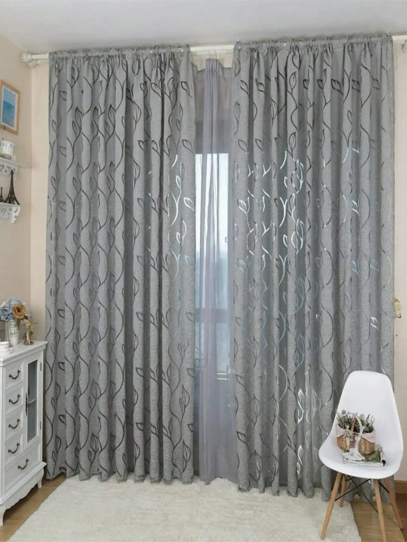 1pc Decorative Cut-Out Design Twining Leaves Sheer Curtain For Bedroom/Living Room