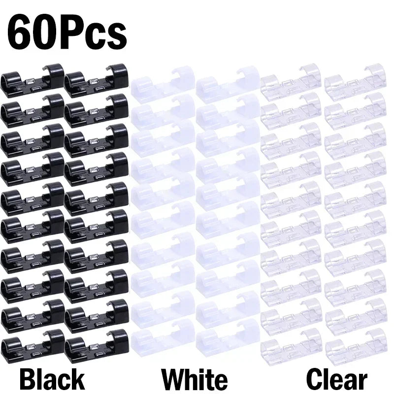 1/100Pcs Cable Clips Self-Adhesive Cable Organizer Cord Management System Cord Holder for Wire Management Desk Car Office Home