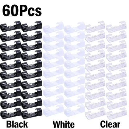 1/100Pcs Cable Clips Self-Adhesive Cable Organizer Cord Management System Cord Holder for Wire Management Desk Car Office Home