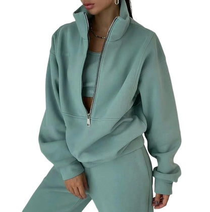 2 Piece Sets Women Outfit 2026 Autumn and Winter New Fashion Casual Daily Solid Color Sweater Brushed Sports Street Set
