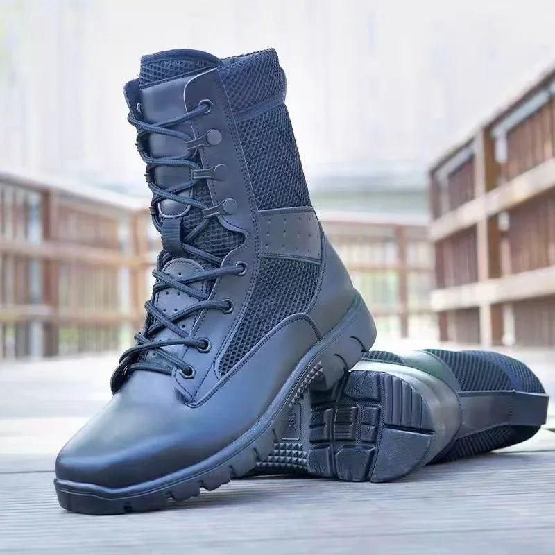 Summer Breathable Tactical boots Mesh Boot Waterproof Soft Shoe Wear-resistant Combat boot anti-skid Outdoor Hiking Walking Boot