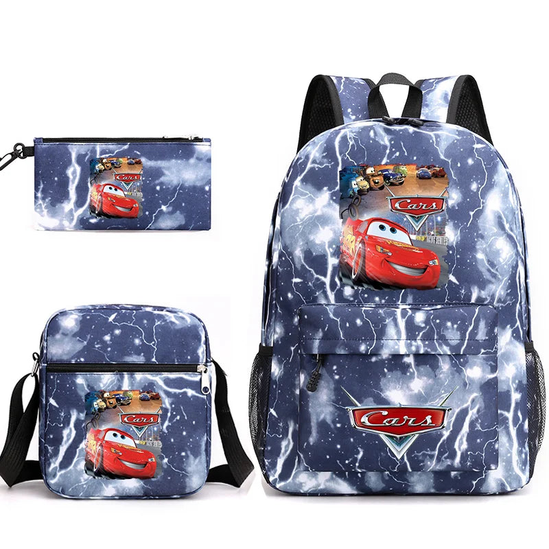 3pcs Disney Pixar Cars Lightning McQueen Students Backpacks Schoolbags Pencil Case Shoulder Bags Boys Girls School Bags Sets